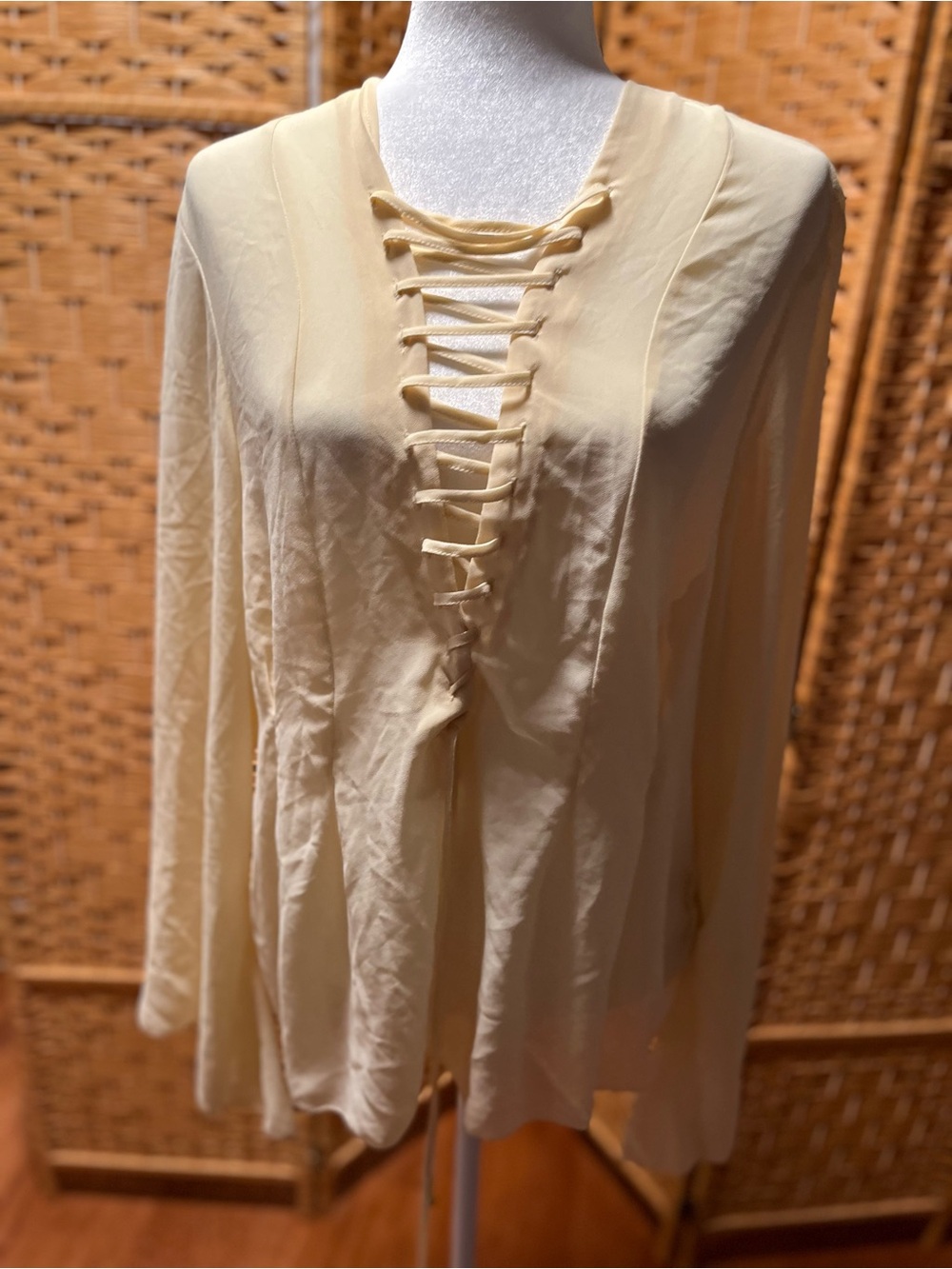 Lace-Up Cream Women’s Top